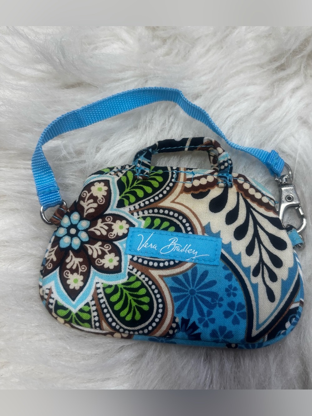 Vera Bradley Blue Floral Paisley Mini Bag Luggage Tag